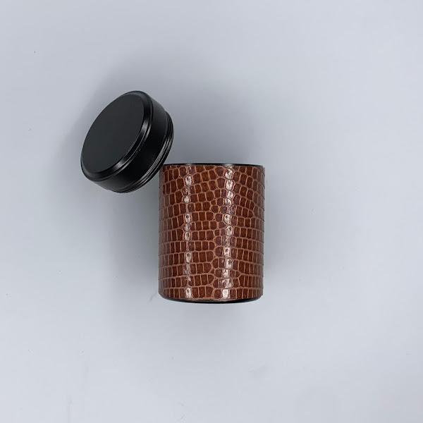 Haus of Topper Objects Cognac Lizard/Black Stash Canister