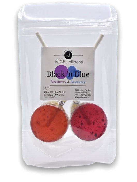 NICE HEMP CO. 5:1 LOLLIPOPS - 2 PACK Black ‘n Blue