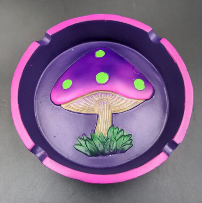 Mushroom Round Polyresin Ashtray | 4.25" PURPLE