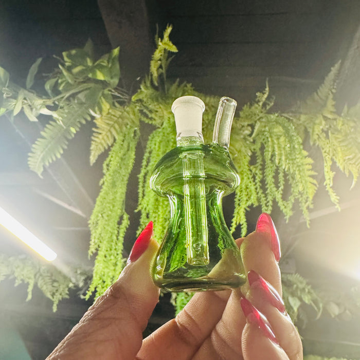 Art Deco Blown Glass Mini Bubbler - GREEN
