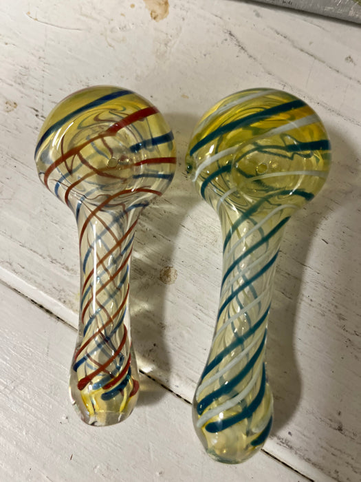 Simple Worked Spoon Pipe | 3.25"-3.5" | PSYCH SWIRL TEAL