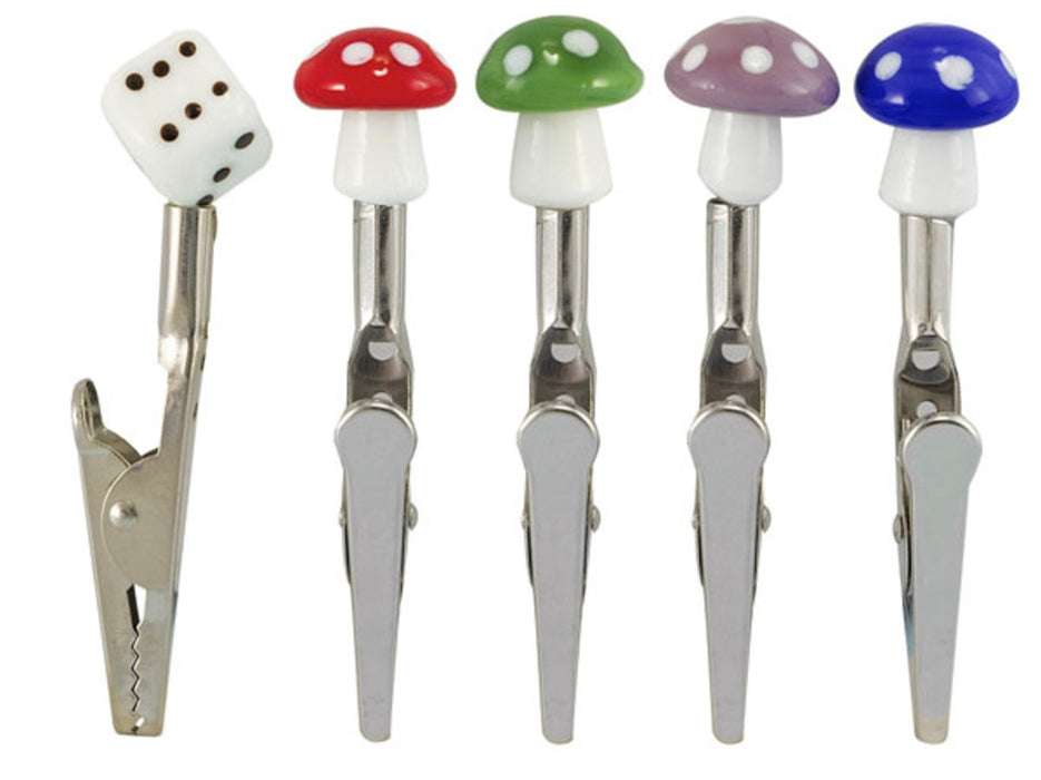 Ceramic Tip Mushrooms & Dice Memo Clips - Assorted Colors