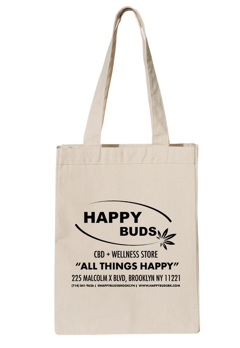 Happy Buds Signature Cotton Printed CANVAS Tote Bag with HAPPY BUDS LOGO