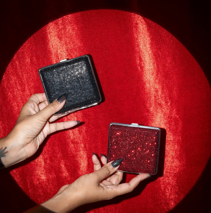 BURNING LOVE Rhinestone Cig Case- Red