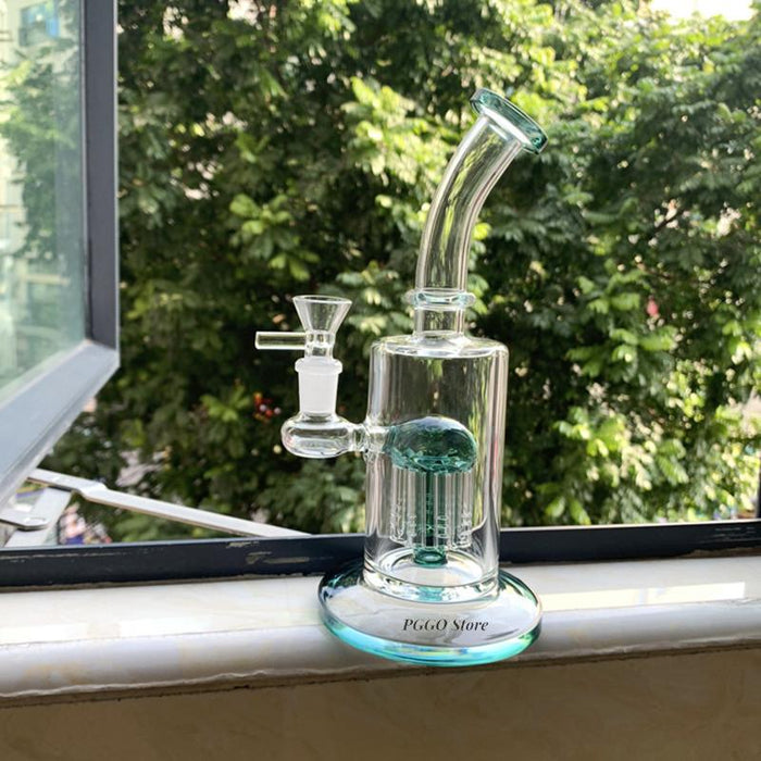 Happy Buds 10 inch Clear Hand Made Sophisticated Bong with Green base