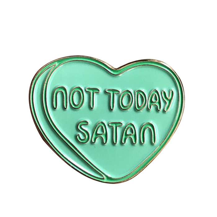 Happy Buds Not Today Satan Turquoise Heart Brooch Pin