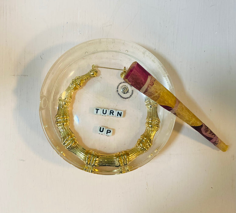 D and S Craftworks Hand Made Bamboo Hoop Resin Ashtray "Turn Up"