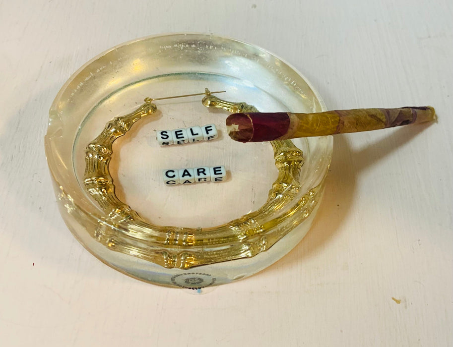 D and S Craftworks Hand Made Bamboo Hoop Resin Ashtray "Self Care"