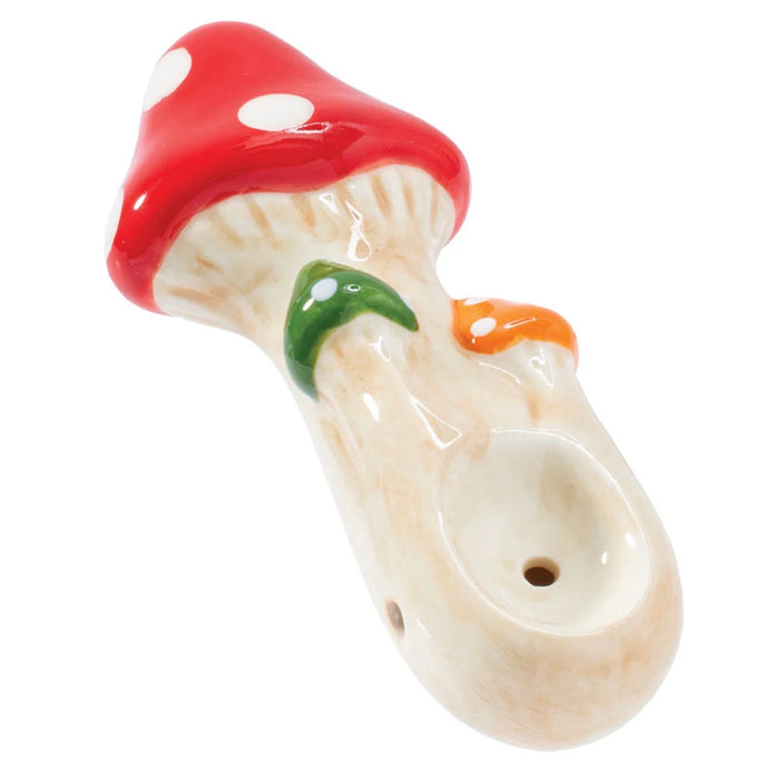 Wacky Bowlz Tri Mushroom Ceramic Pipe | 4"