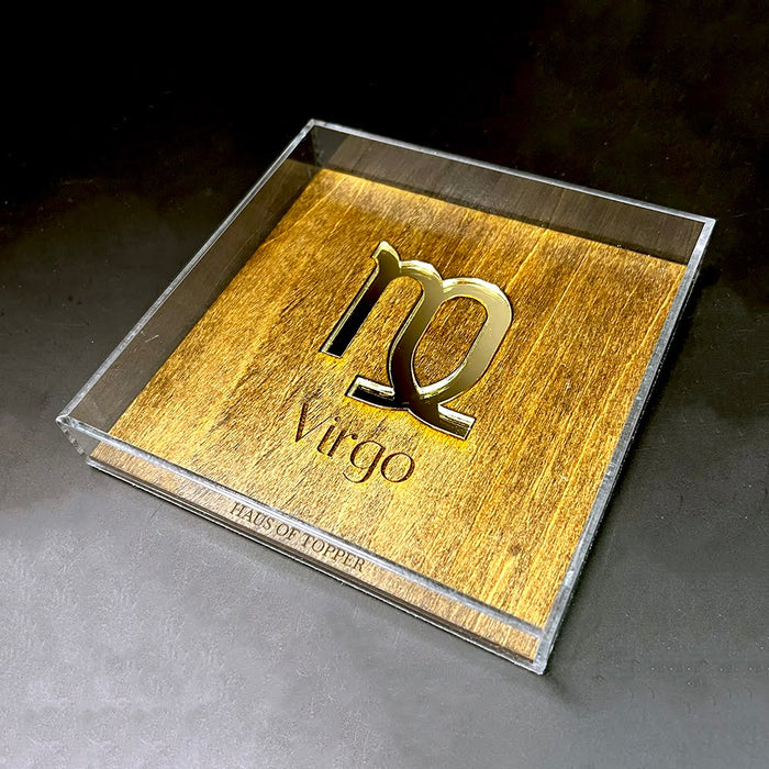 Haus of Topper Objects Virgo Wood & Gold Mirrored Acrylic Rolling Tray