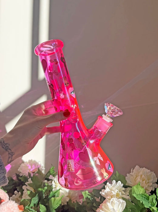 BURNING LOVE PINK THINGS BEAKER BONG