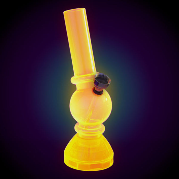 Angled Mini Acrylic Water Pipe w/ Grinder Base - 6.5" ORANGE