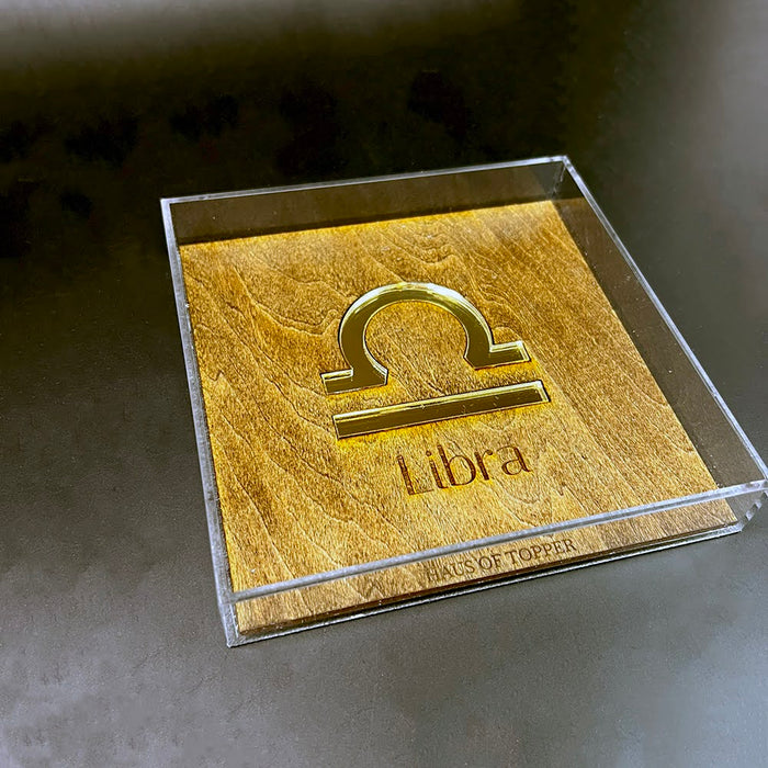Haus of Topper Objects Libra Wood & Gold Mirrored Acrylic Rolling Tray