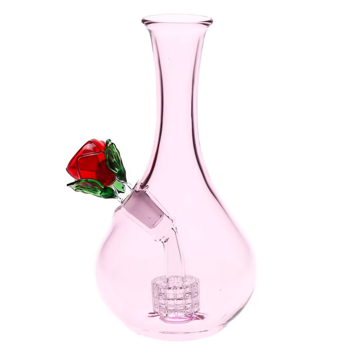 Rose in Vase Glass Water Bong | 7" | 14mm F