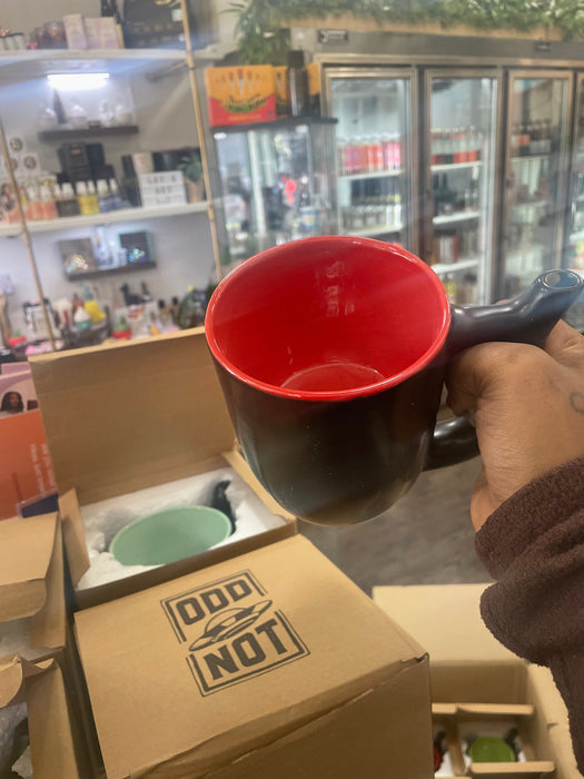 Wake and Bake Mug Coffee Smoking Mug - Ceramic Pipe Mug RED