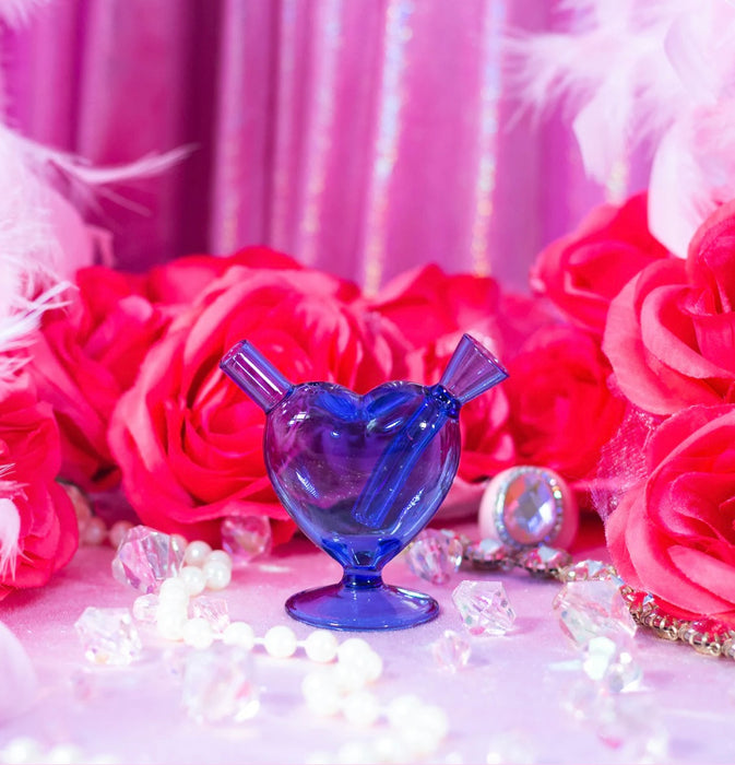 BURNING LOVE Mini Heart Bubbler- blue