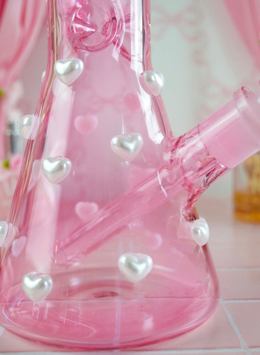 BURNING LOVE Pearl Adorned Beaker Bong