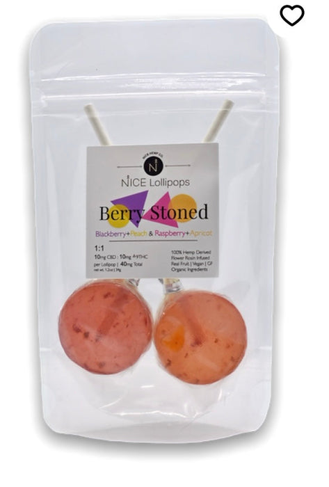 NICE HEMP CO. 1:1 LOLLIPOPS - 2 PACK Berry Stoned