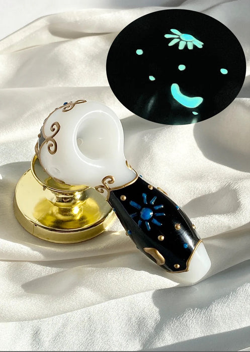Canna Style HANDPAINTED CELESTIAL PIPE (glow in the dark)