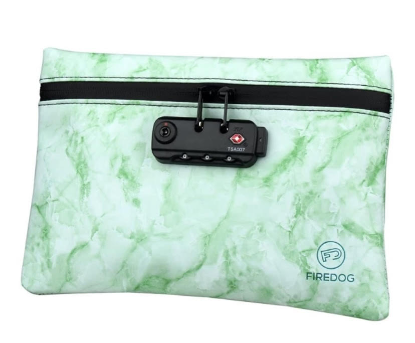 Odor Proof Leather Travel Bag with Combination Lock in Green