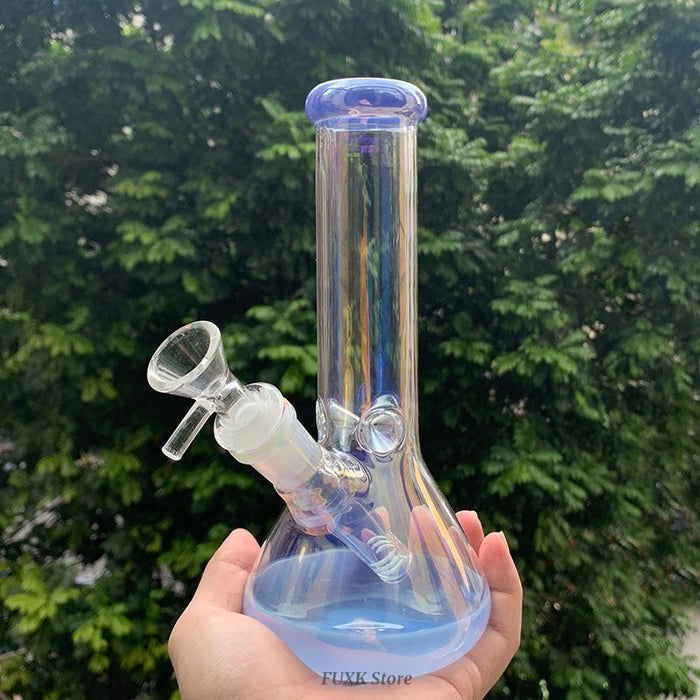 Happy Buds 10" Glass Bong with Light Purple iridescent base