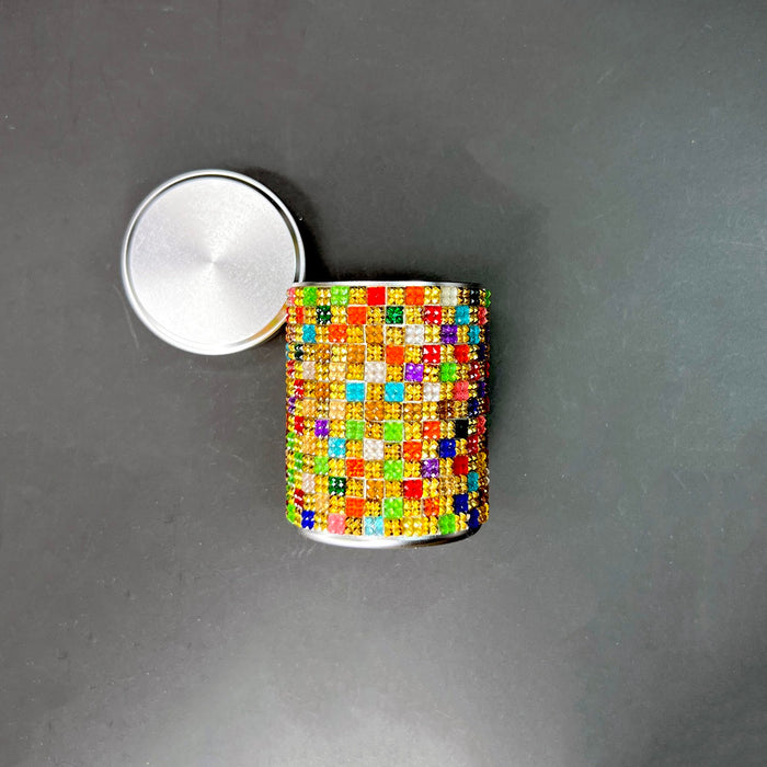HAUS OF TOPPER OBJECTS Harlequin Crystal Silver Stash Canister