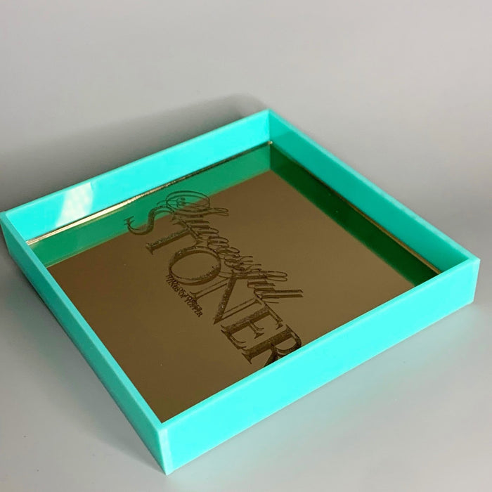 Haus of Topper Objects Successful Stoner Turquoise/ Bronze Mirrored Rolling tray
