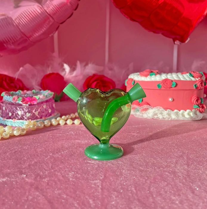 BURNING LOVE Mini Heart Bubbler- jade