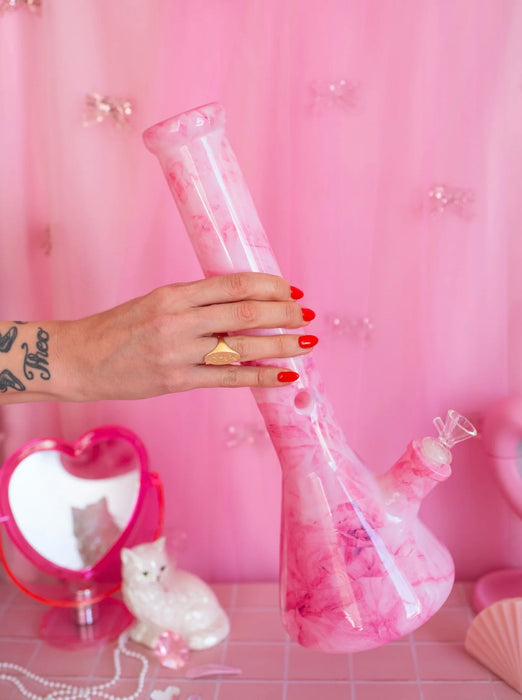 BURNING LOVE XL Marbled Bong- Pink