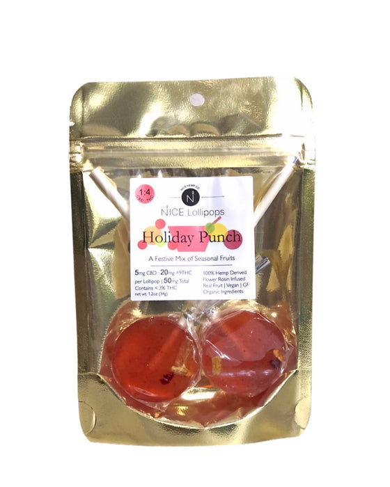 NICE HEMP CO. 1:4 Holiday Punch lollipops LIMITED HOLIDAY EDITION