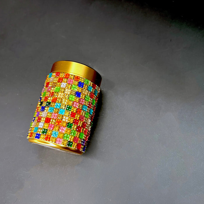 HAUS OF TOPPER OBJECTS Harlequin Crystal Gold Stash Canister