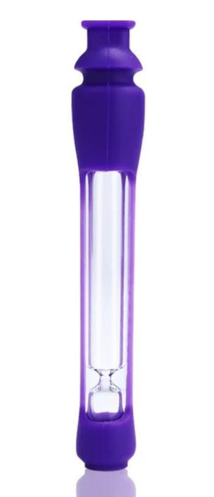 Portable One Hitter with Colorful Silicone Covered Pipe in Purple 4"