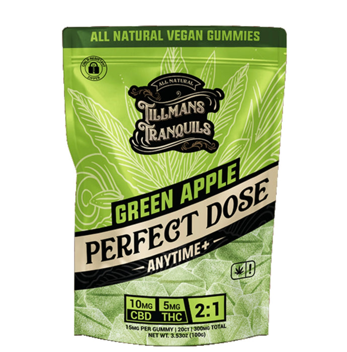 TILLMANS TRANQUILS Green Apple Anytime+ 2:1 CBD:THC Perfect Dose Gummies