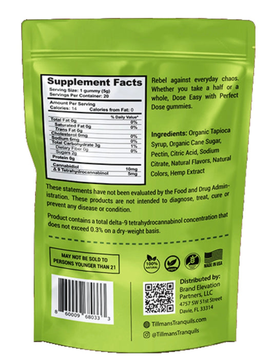 TILLMANS TRANQUILS Green Apple Anytime+ 2:1 CBD:THC Perfect Dose Gummies