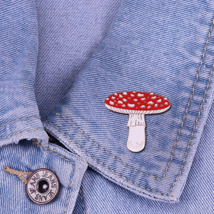 Happy Buds Enamel Red Magic Amanita Mushroom Brooch Pin