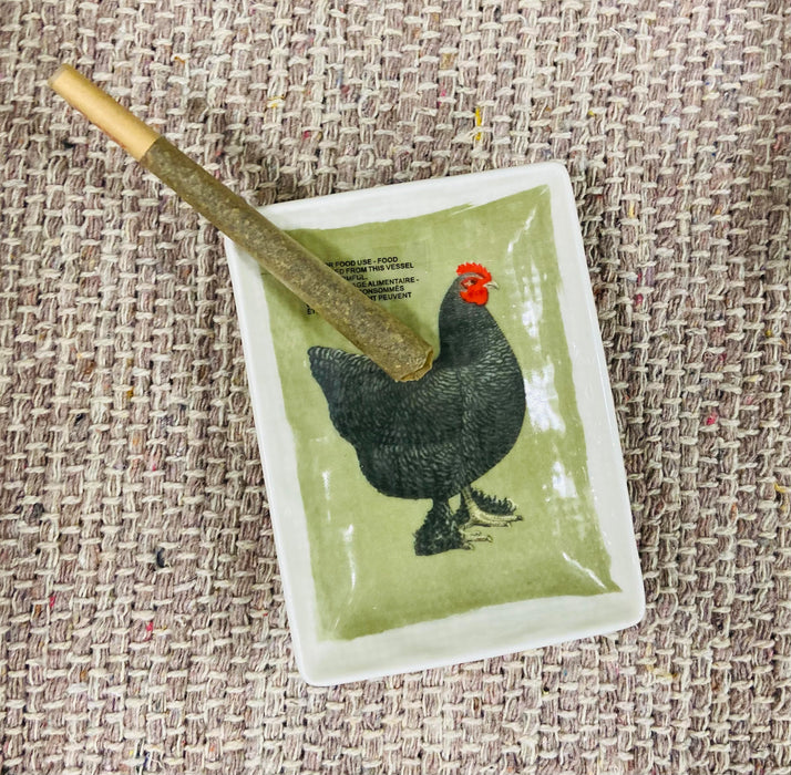 HAPPY BUDS Green Happy Cock Small Ceramic Tray