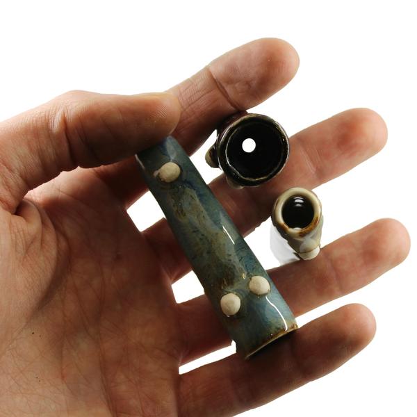 Ceramic Smokeware Ceramic Chillum with feet Green