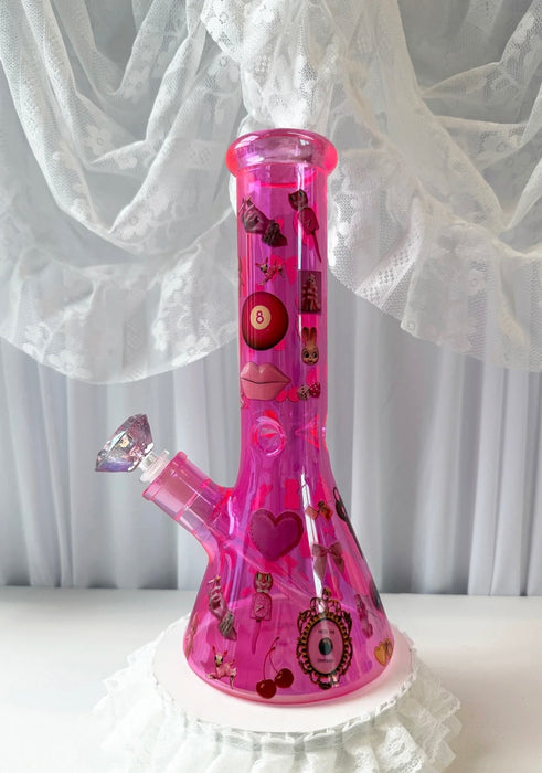 BURNING LOVE PINK THINGS BEAKER BONG