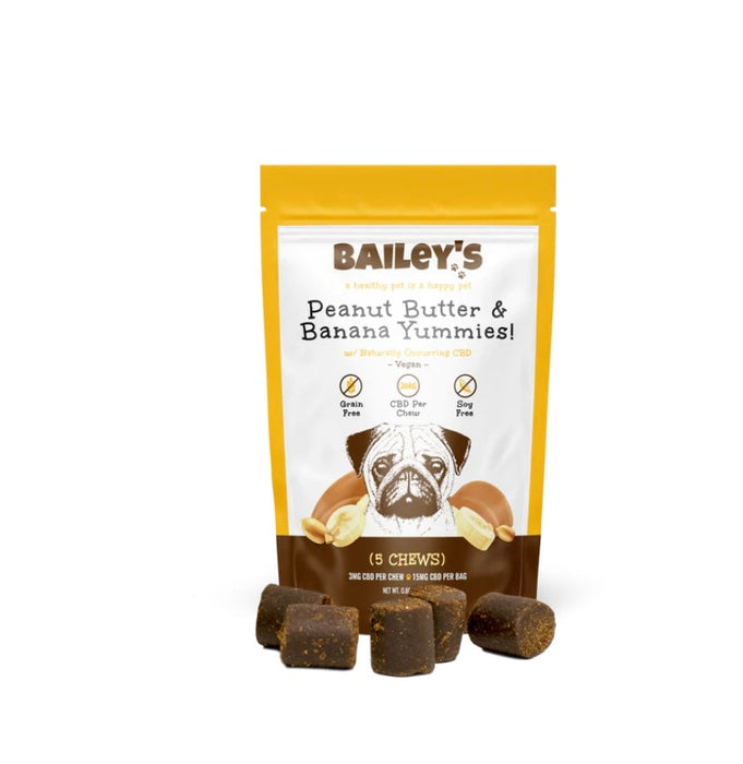 Bailey's Peanut Butter & Banana Calming CBD Yummies! (5 count - 15mg bag)