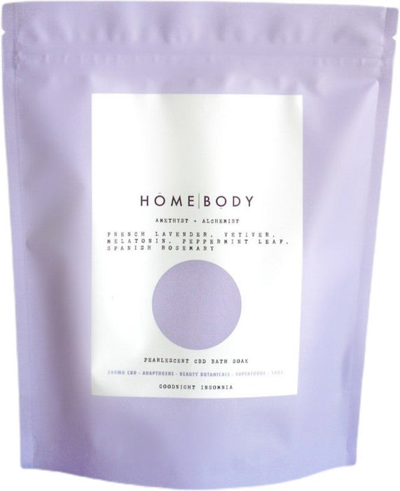 HOMEBODY Under 300MG CBD "Amethyst + Alchemist" Pearlescent CBD Bath Bomb Soak: 14oz. LARGE