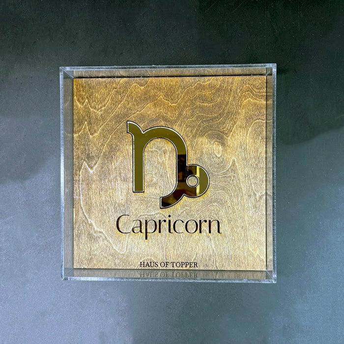 Haus of Topper Objects Capricorn Wood & Gold Mirrored Acrylic Rolling Tray