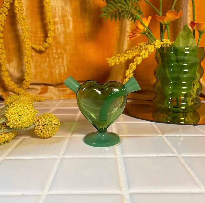 BURNING LOVE Mini Heart Bubbler- jade