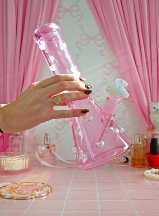 BURNING LOVE Pearl Adorned Beaker Bong