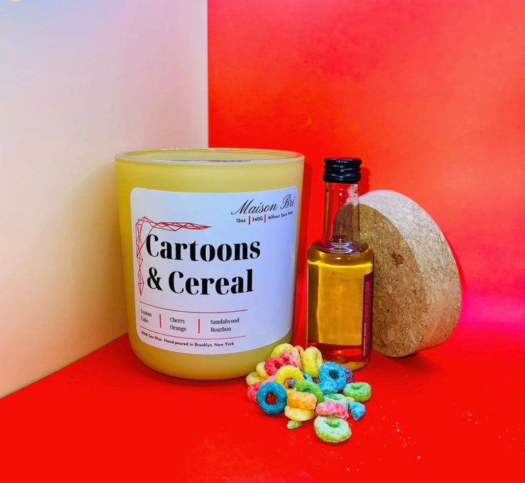 Maison Bri Cartoons and Cereal Candle - 12oz. Ceramic jar
