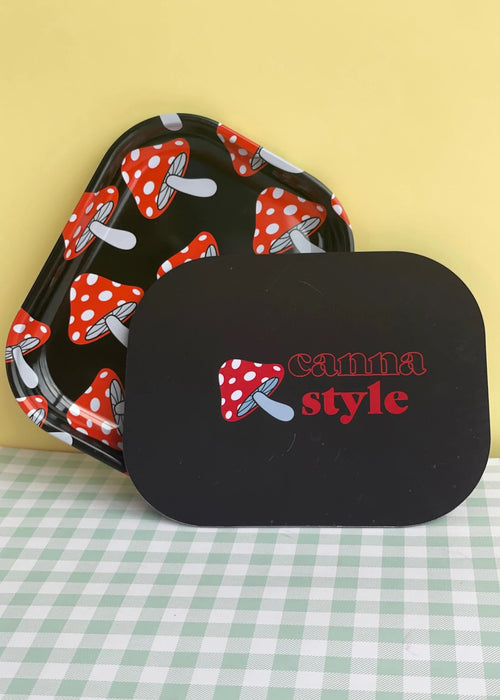 CANNA STYLE MINI MUSHROOM ROLLING TRAY (with lid)