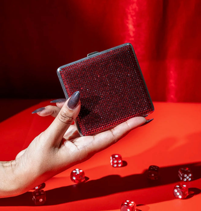 BURNING LOVE Rhinestone Cig Case- Red