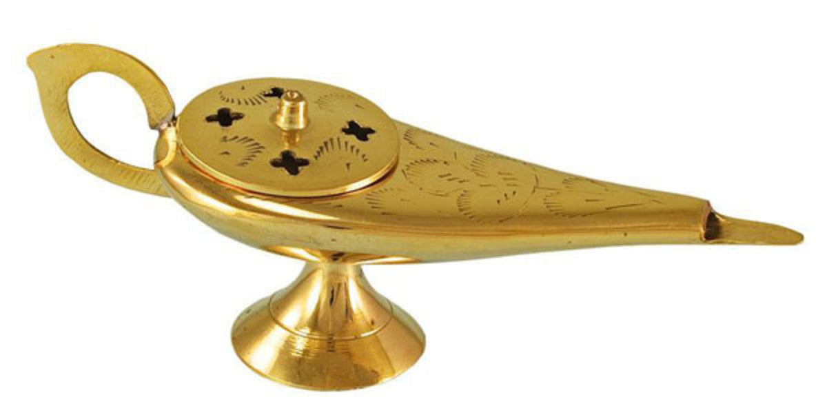 Aladdin's Magic Lamp Brass Incense Burner MEDIUM