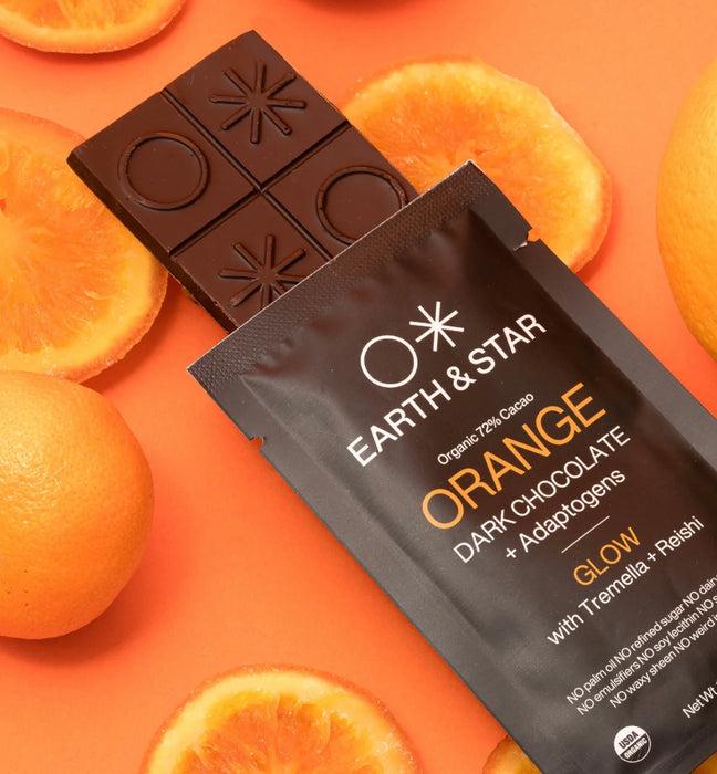 EARTH AND STAR Orange Chocolate Bar - Dark Chocolate + functional mushroom extracts