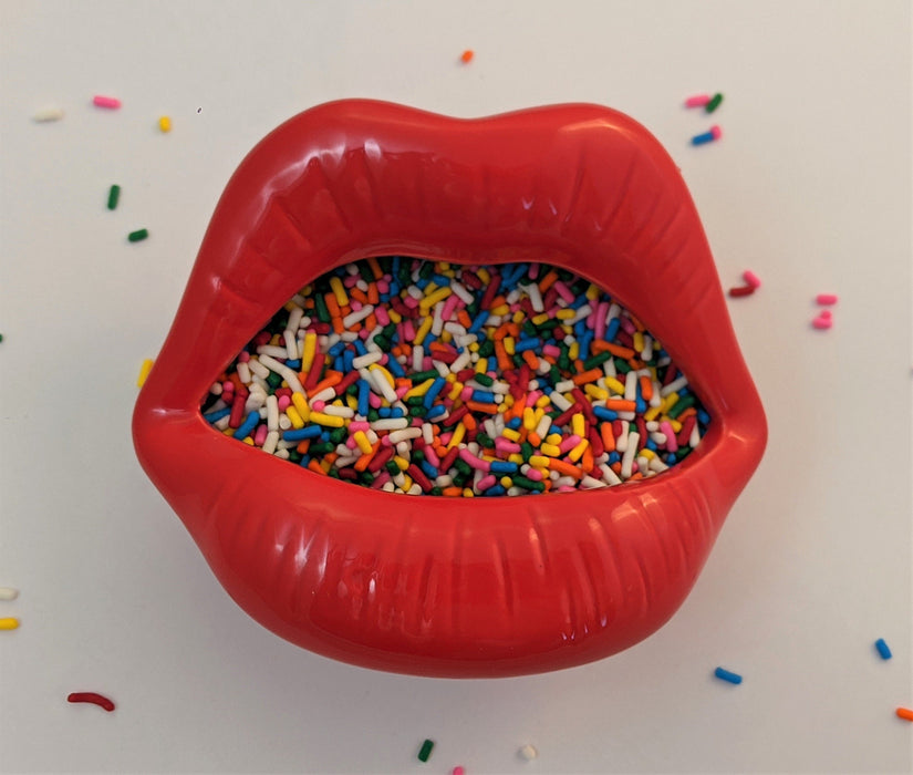Happy Buds Ceramic Lips Ashtray RED