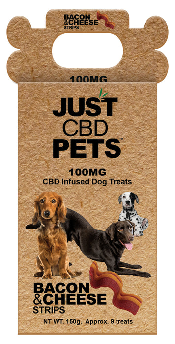 JUST CBD Dog Treats JustPets BACON & CHEESE STRIPS 100MG